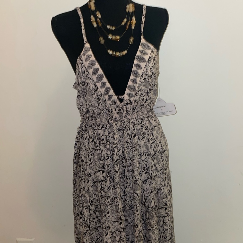 New With Tags-  Sundress, Black and Cream cotton print , XL